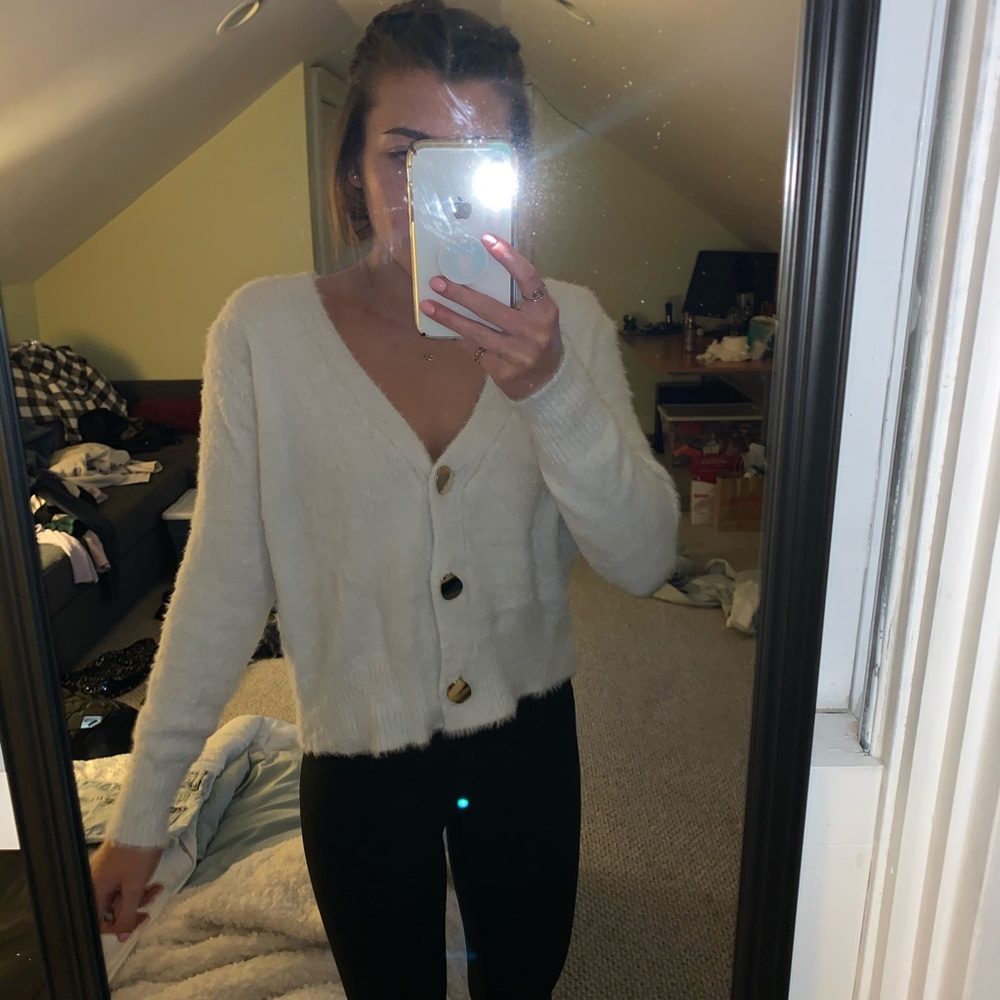 White button sweater
